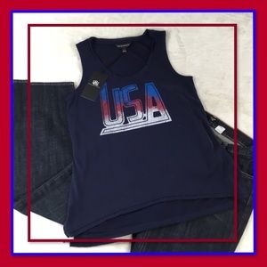 NWT ROCK & REPUBLIC BLUE SLEEVELESS USA TANK XL